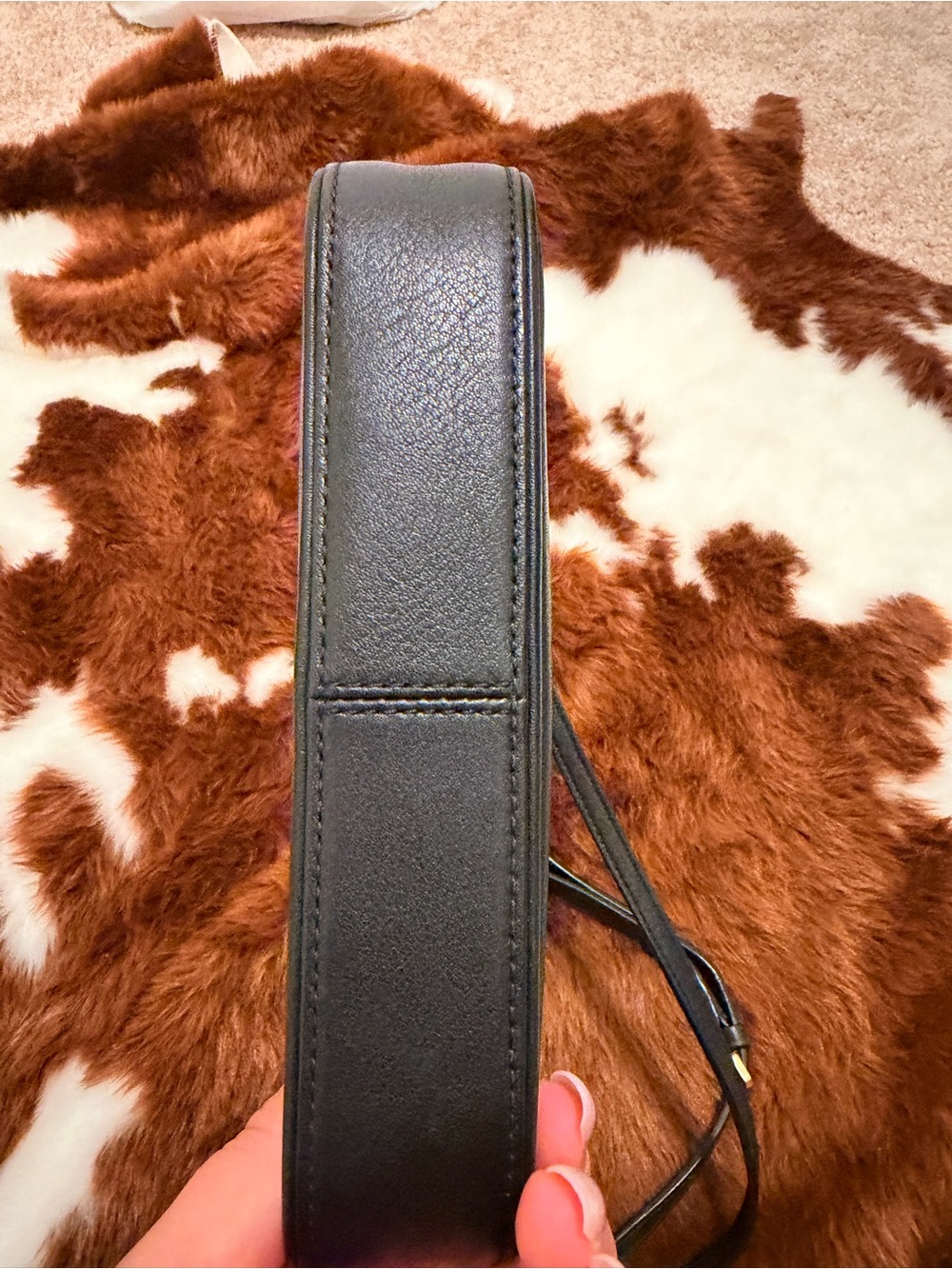 MCM Black Embossed Leather Crossbody Bag with Gold Hardware - Picture 5 of 6